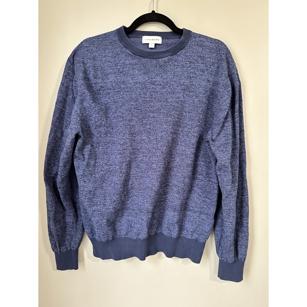 J Hilburn Sweater‎ shirt Mens Medium Blue Cotton 5% Cashmere Long Sleeve shirt